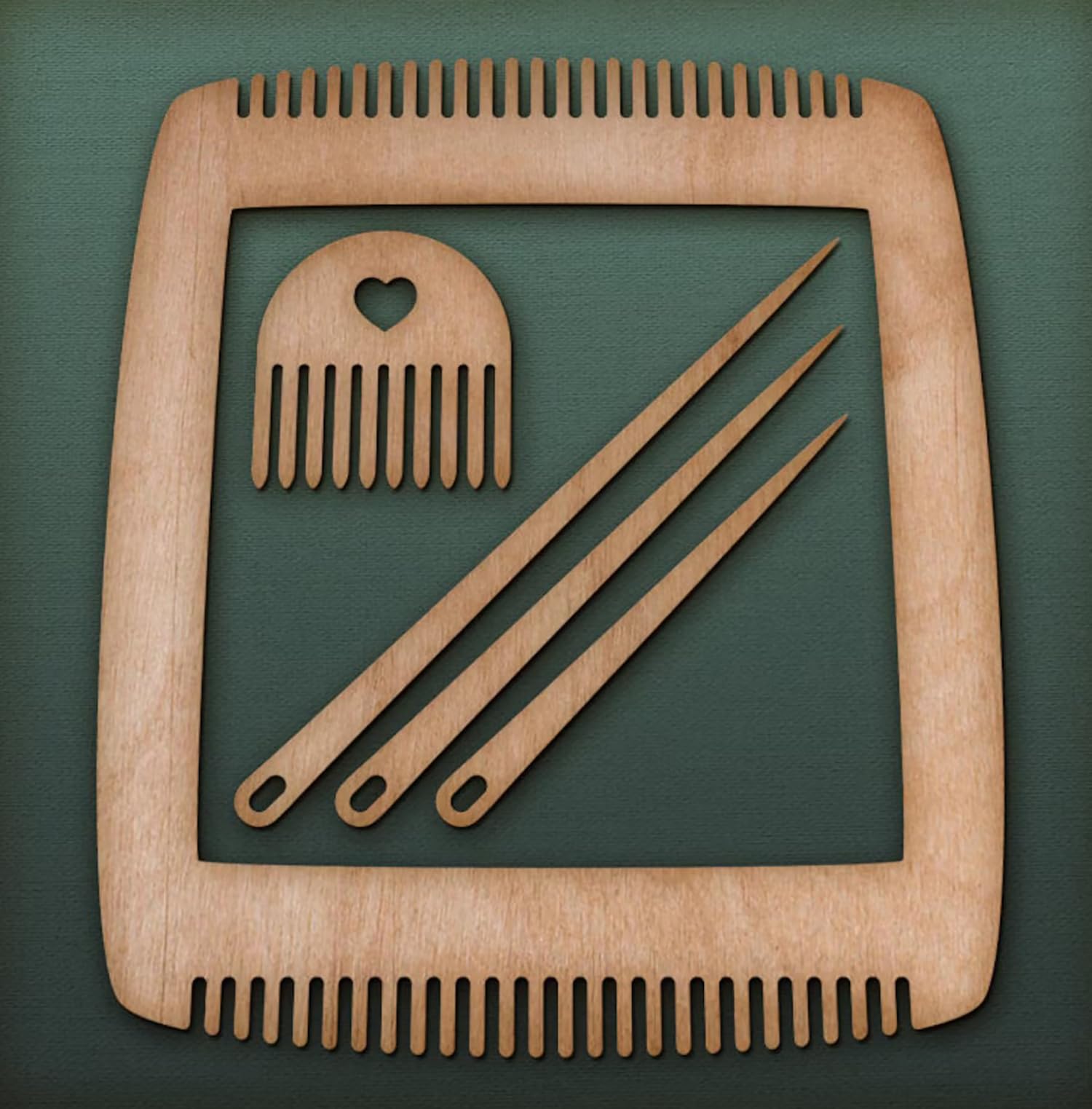 Curious Button Wooden Weaving 2-Loom Kit with 3-Needles & 1-Comb Tool | Size:8 in MDF 2.7 mm Weaving Frame, Pine MDF Craft Tool, DIY Weaving Set, Weaving Loom for Kids Set of 6 Pcs