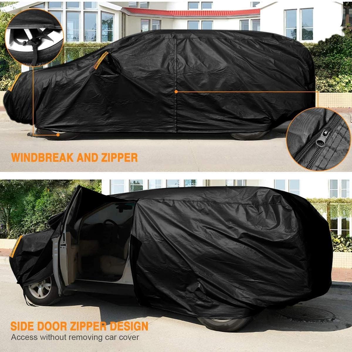 SUV Car Cover All Weather Waterproof Fit for Ford Explorer,Toyota Highlander,Jeep Grand Cherokee,Dodge Durango,Honda Pilot,Hyundai Palisade,Lexus RX for Automobiles Universal Fit SUV Up to 201"