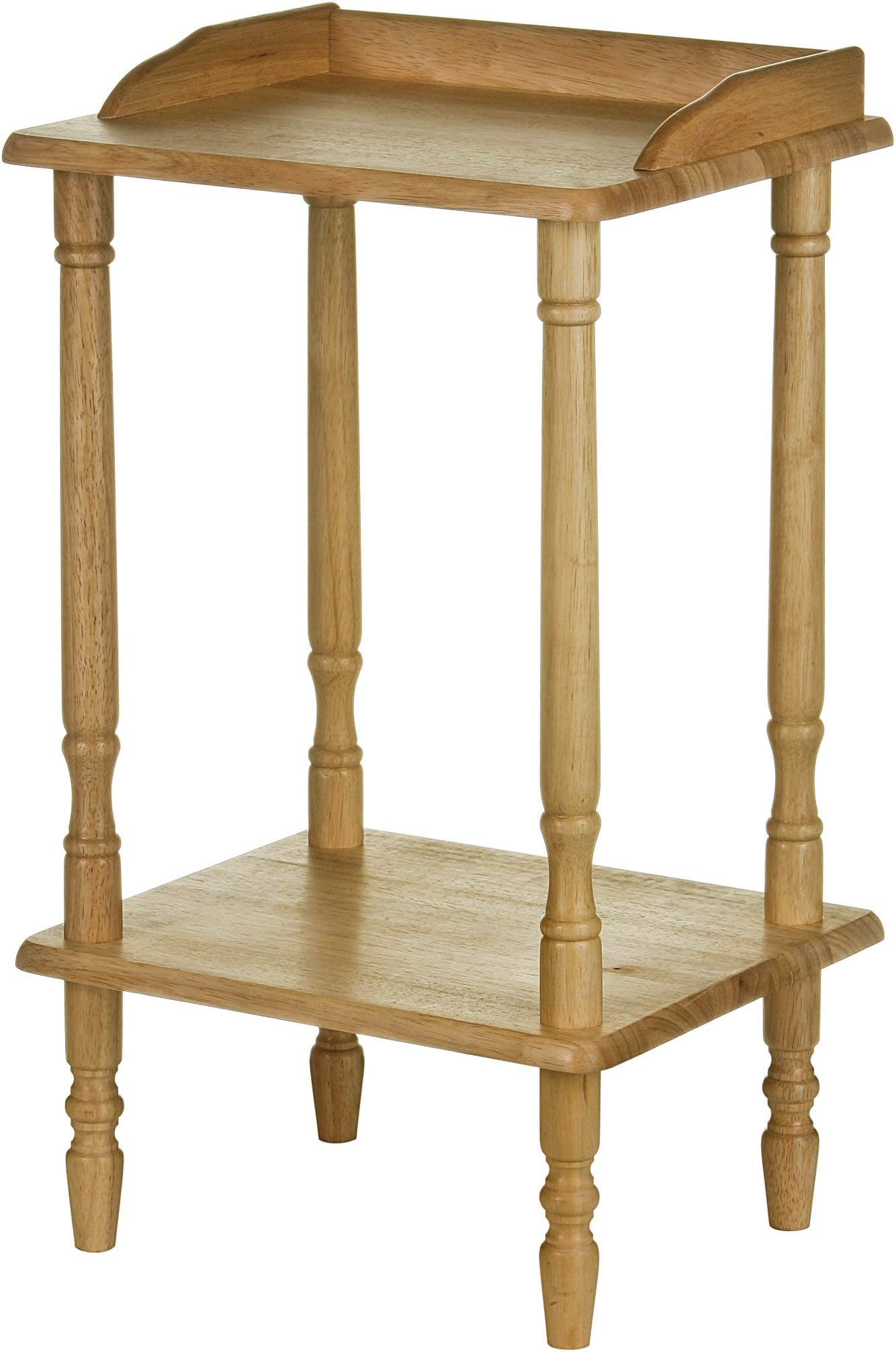 Premier Housewares Rubberwood Rectangle Console Table with Shelves Console Table Narrow Vintage Hall Table Telephone Table 62 X 36 X 29 Cm, Natural