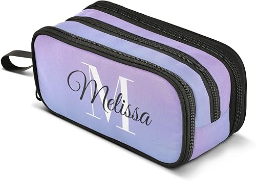 Emelivor Estuche de lápices personalizado de color morado con gran capacidad, bolsas de lápices personalizadas con cremallera, caja de lápices
