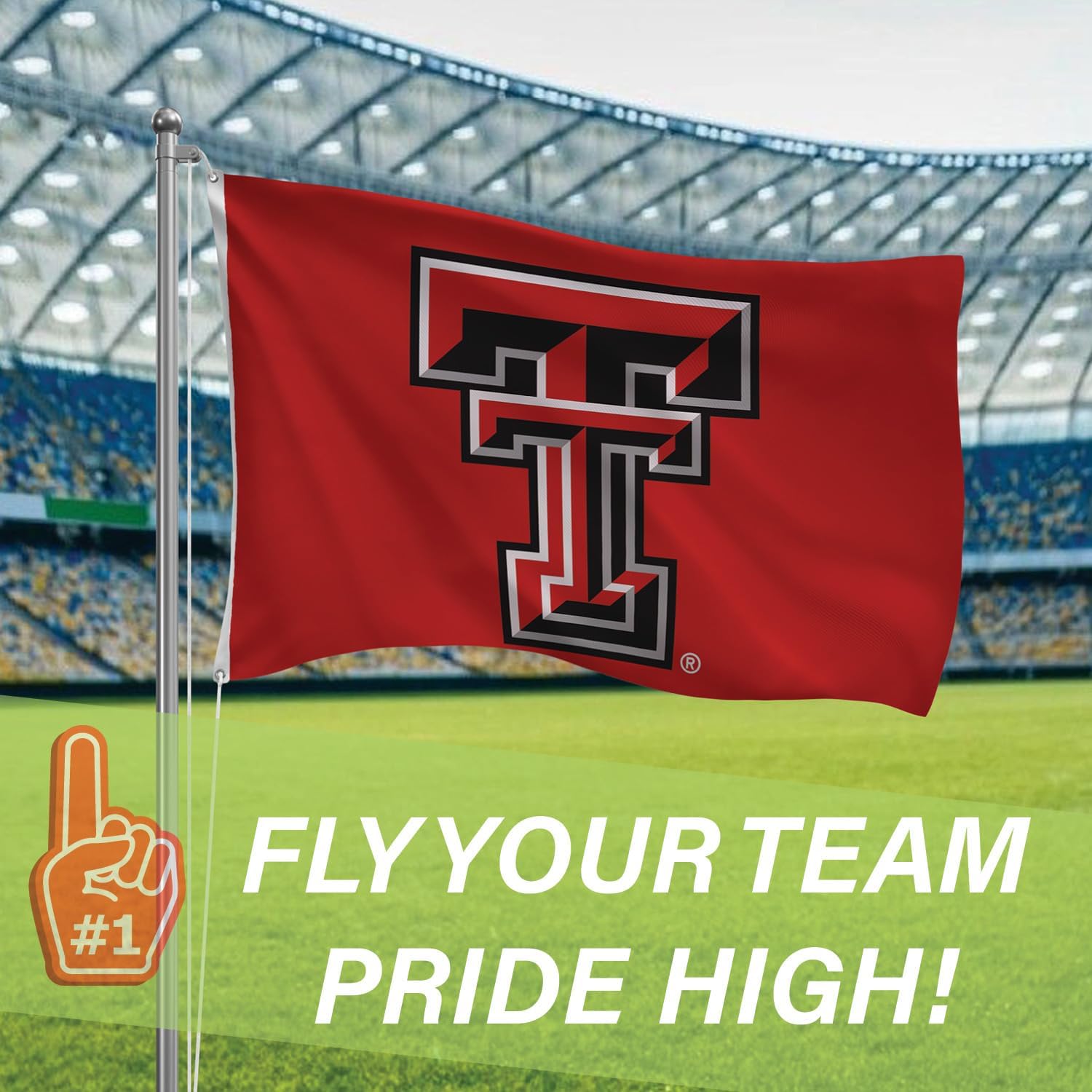 NCAA Texas Tech University Flag with Grommets, 3'x5' Texas Tech Red Raiders Outdoor College Flags & Banners for Garden Patio Indoor Wall Décor