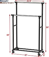 Vista 3 de Simple Houseware - Perchero portátil de ropa con doble varilla