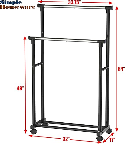 Miniatura 3 de Simple Houseware - Perchero portátil de ropa con doble varilla