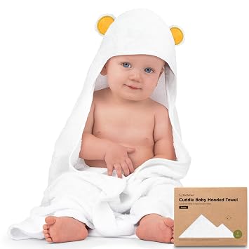 KeaBabies Hooded Baby Towel for Newborn, Baby Bath Towels (Bear, 35x35) | Viscose Derived from Bamboo, Large Baby Towels with Hood, Boys, Girls, Toddler, Soft Absorbent Baby Bath Essentials