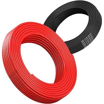 18awg 0.75 mm  electric wire cable black/5 m and red/5 m flexible cable high temperature resistant oxygen-free multi-strand tinned copper cable for car batteries lights 18/2-5 m