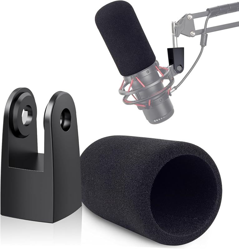 YOUSHARES HyperX Quadcast Mount Adapter with Microphone Covers Foam, Compatible with for HyperX QuadCast Microphone, Replacement Quadcast Adapter for HyperX Quadcast Boom Arm