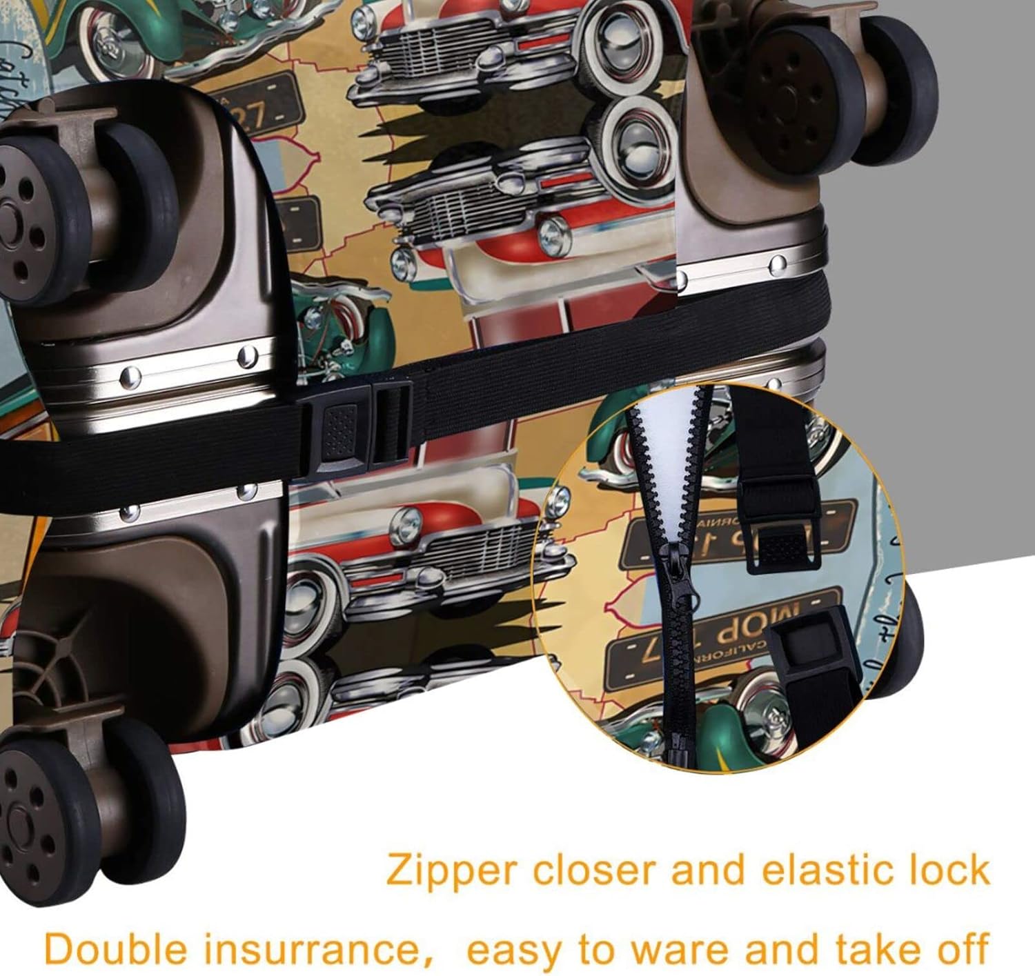 review Soaaed Travel Luggage Protector Vintage California Protective Washable Luggage Covers With Concealed Zipper Suitable M