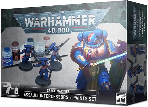 Warhammer 40K Space Marines - Assault Intercessors + Paint Set