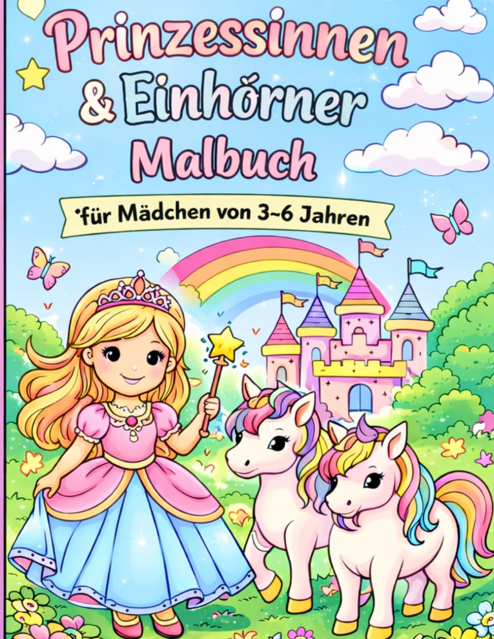 Prinzessinnen & Einhörner Malbuch für Mädchen von 3–6 Jahren – Spaßiges Ausmalbuch für kleine Künstlerinnen