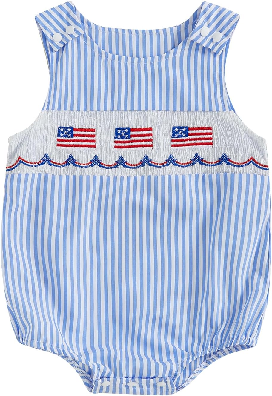 Ayalinggo 4th of July Baby Boy Outfit American Flag Overalls Somcked Bubble Romper Bodysuit Newborn Memorial Day Outfits