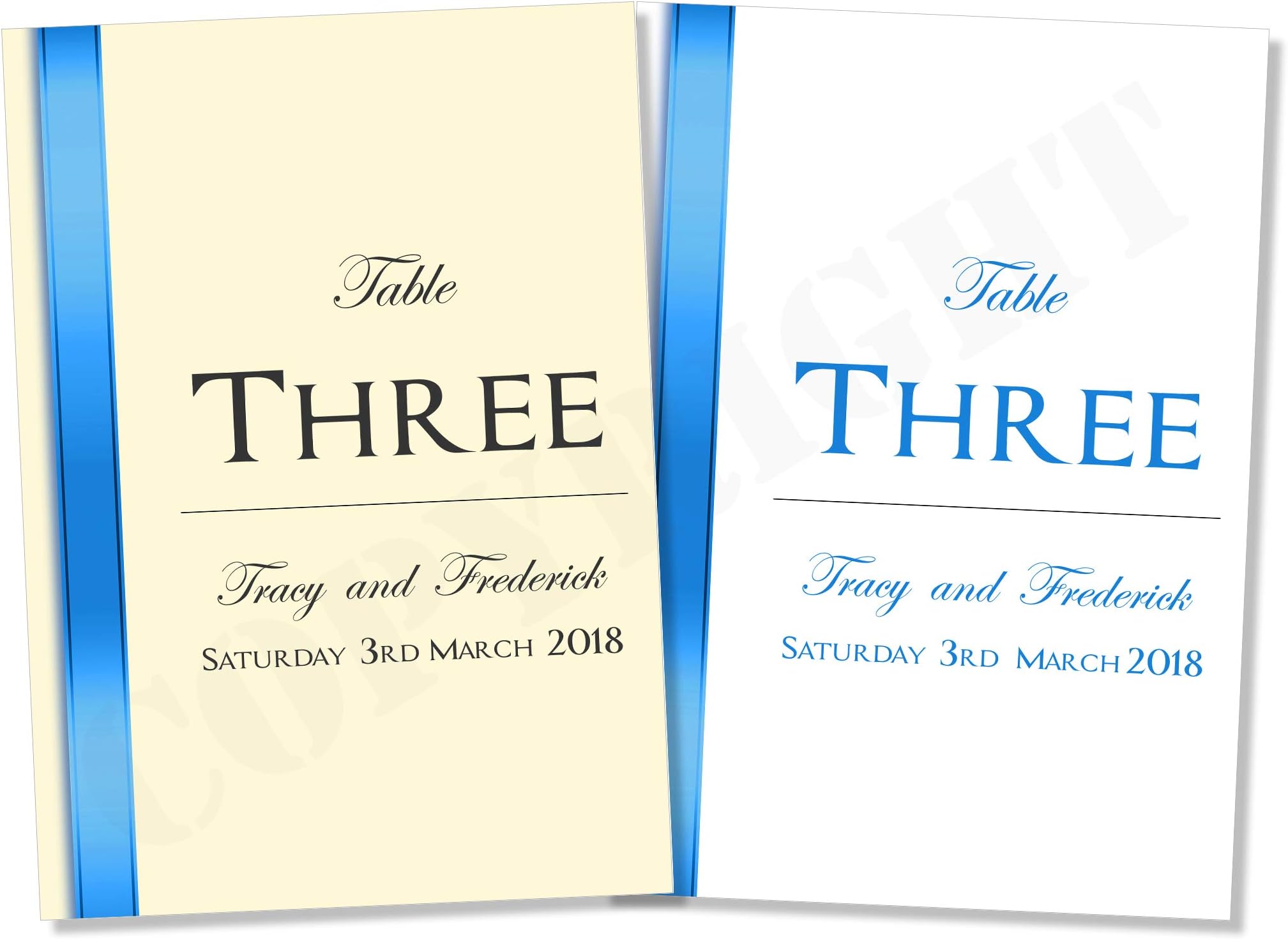 Wedding table numbers cards Words Personalised Cards A6