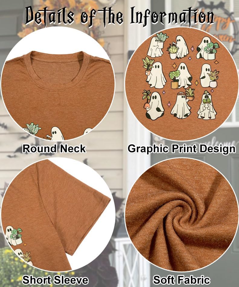 Plus Size Halloween Shirts for Women Funny Ghost Shirt Funny Spooky Season Short Sleeve Pumpkin Graphic Tee Tops - Image 6