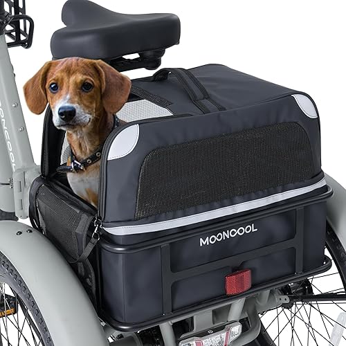 ABORON TK1 Tricycle Rack Bag, Waterproof 600D Polyester Bag for Etrike's Basket, Self-adhesive Straps Quick Release Design Cycling Pannier Trunk Carrier with Reflecto