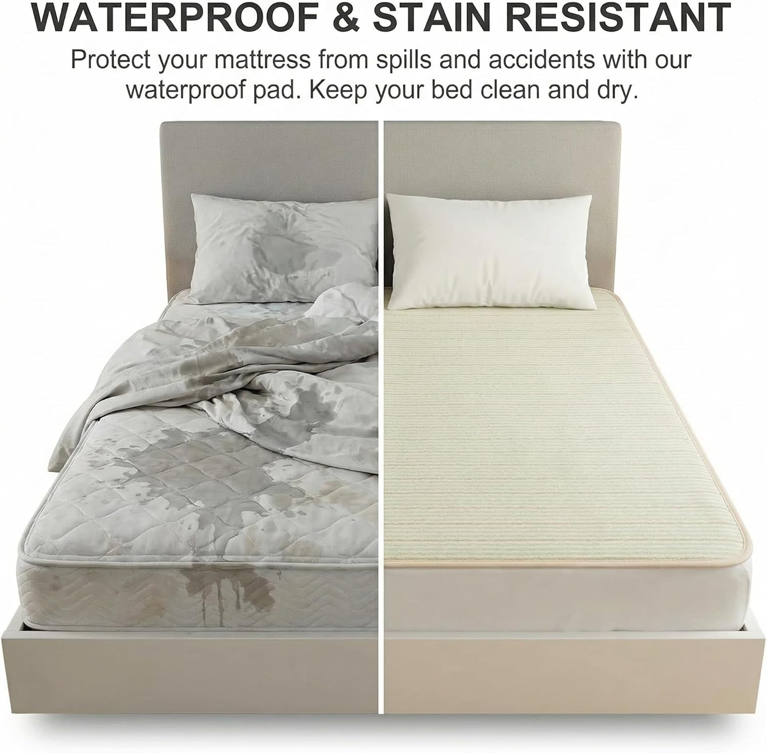 Large Bed Pads Washable Waterproof, 60"x 40" Soft Reusable Pee Pads for Incontinence, 4-Layer Protectors Absorbent Cotton Underpads for Urine Adults, Seniors,Women, Kids & Pets - Mattress Protector