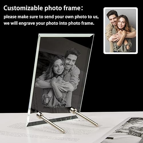 Miniatura 3 de Marco de fotos de cristal personalizado, marco de fotos de cristal grabado personalizado, regalo de fotos de recuerdo personalizado para el día de