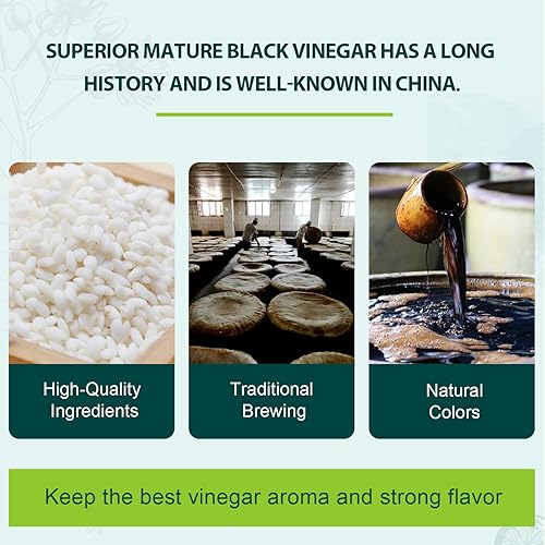 Miniatura 8 de Soeos Vinagre de Chinkiang 16.9 onzas líquidas (16.9fl oz), 3 años de edad, fermentado naturalmente, vinagre negro maduro, vinagre negro chino,