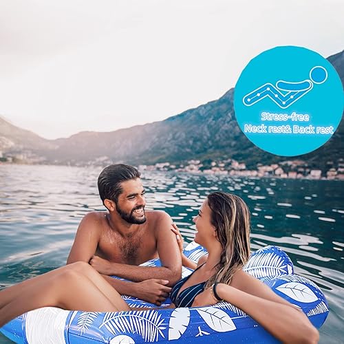 Miniatura 2 de Flotadores inflables para piscina para adultos flotadores de piscina 4 en 1 reposacabezas para reposacabezas y cuello hamaca portátil asiento de