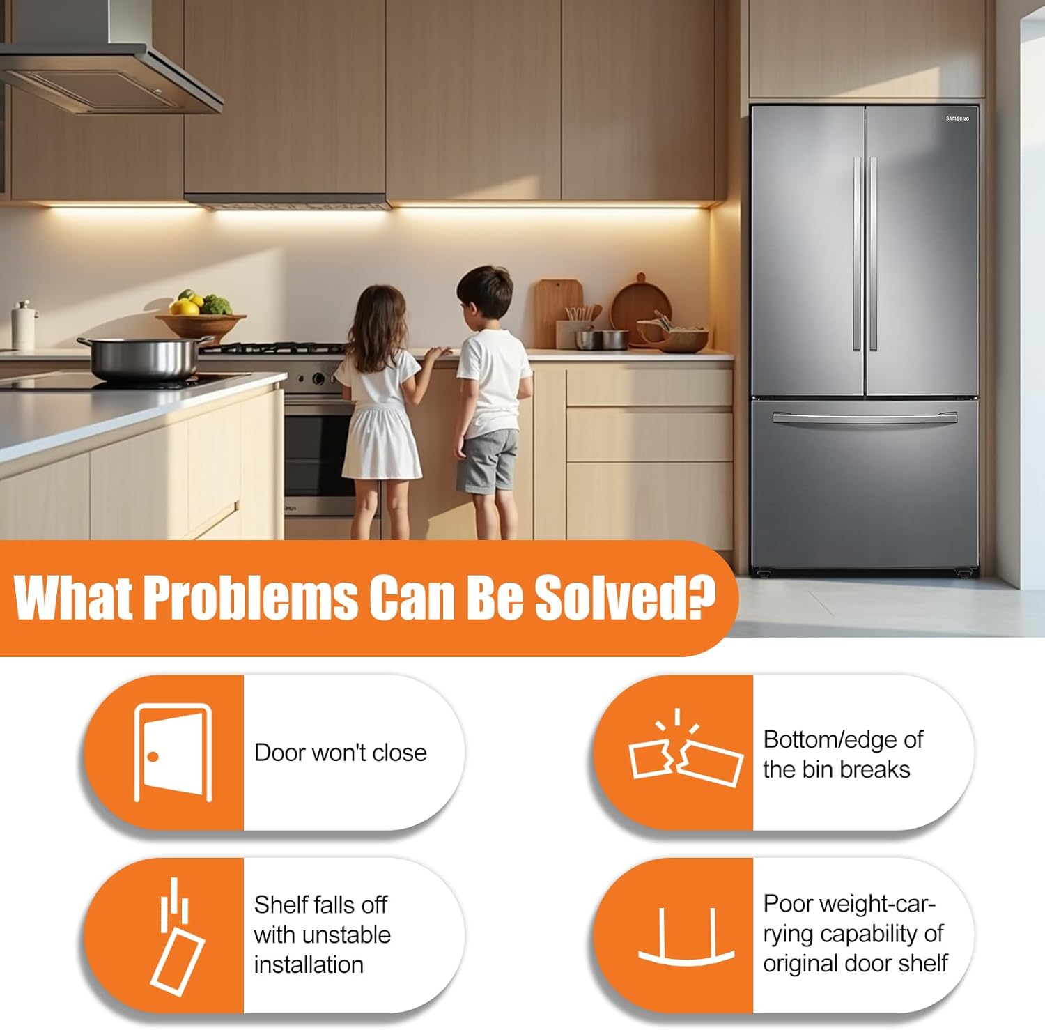 [2 PACK] UPGRADED DA63-09775A DA97-20984A Refrigerator Door Shelf Compatible with Samsung Refrigerator Door Shelf Parts RF28T5001SR RF28T5021SR RF27T5201SR RF27T5241SR Door Shelf Right