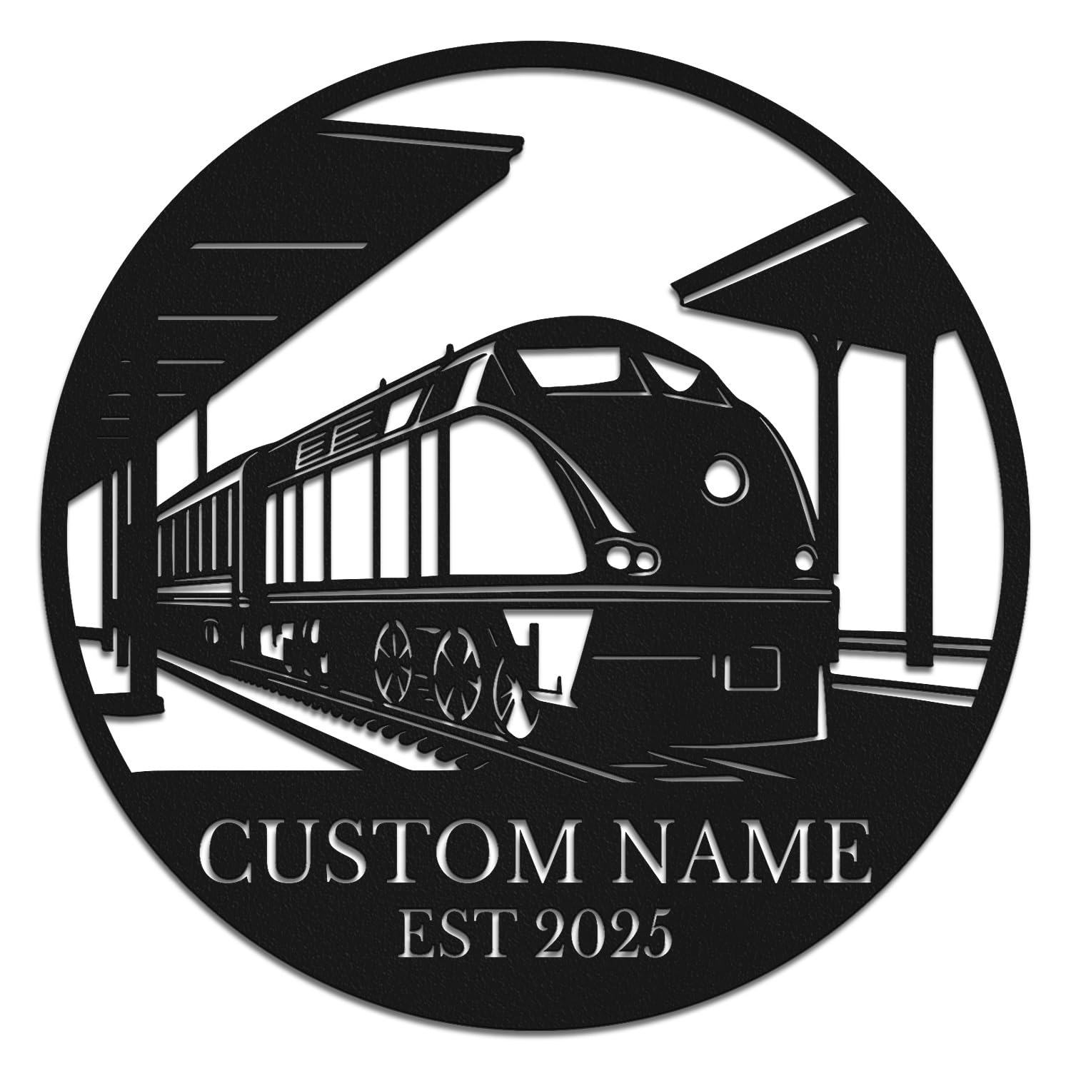 Senyer Style-8 Personalized Custom Train Metal Wall Decor,Train Split Letter Monogram Sign, Custom Train Sign, Railroad Decor, For Home Office, Indoor Outdoor Decor (Style-8)