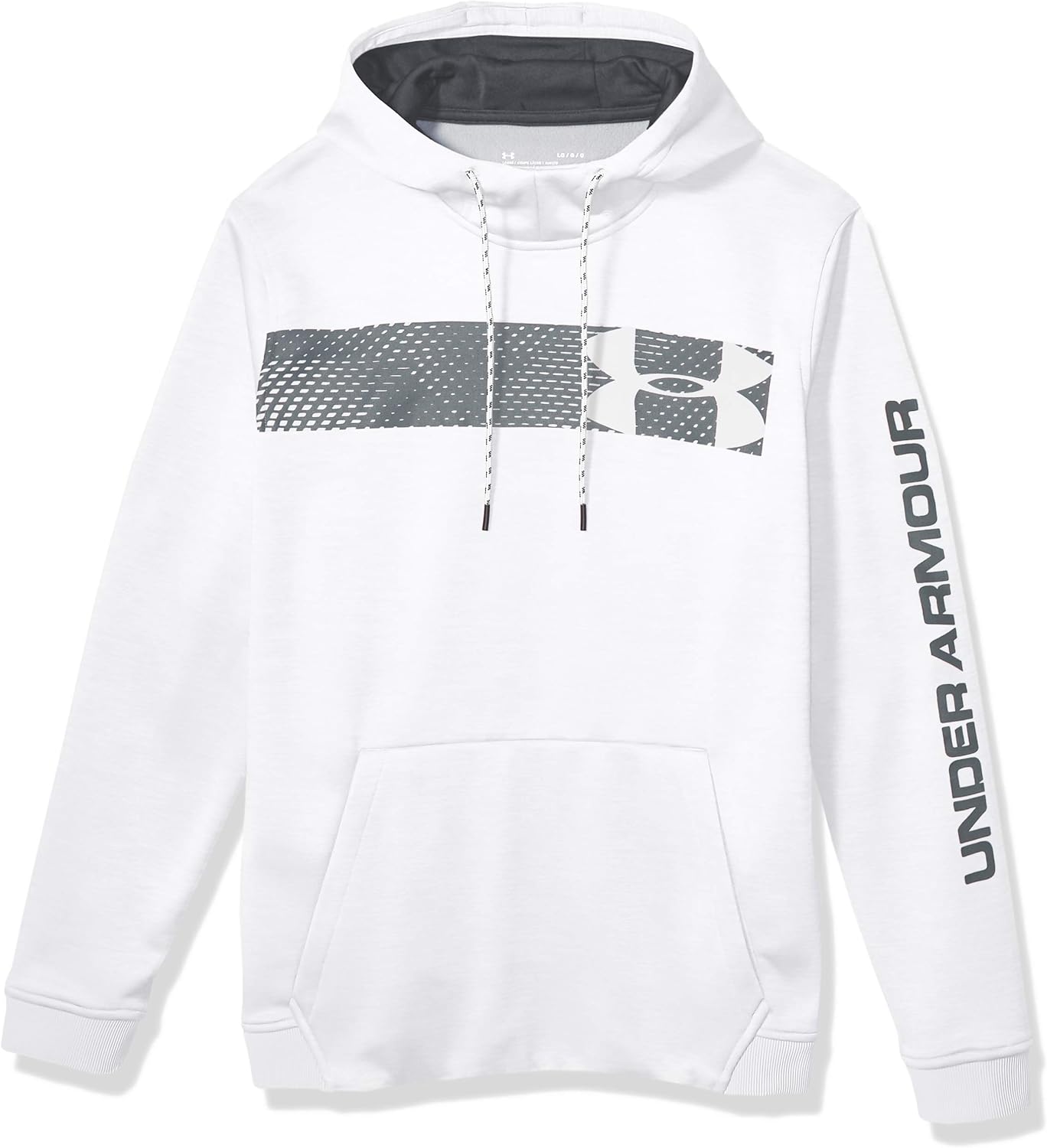 Under Armour Armour Fleece Pullover Hoodie bar Logo Graphic, White//Pitch Gray, Large