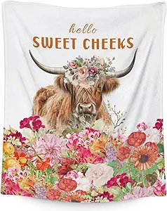 Mercuryelf Highland Cow Throw Blanket - Soft, Fuzzy & Warm - 40x50 Inches Flannel Blankets for Travel, Office - White Novelty Throws Gift for Girls, Boys