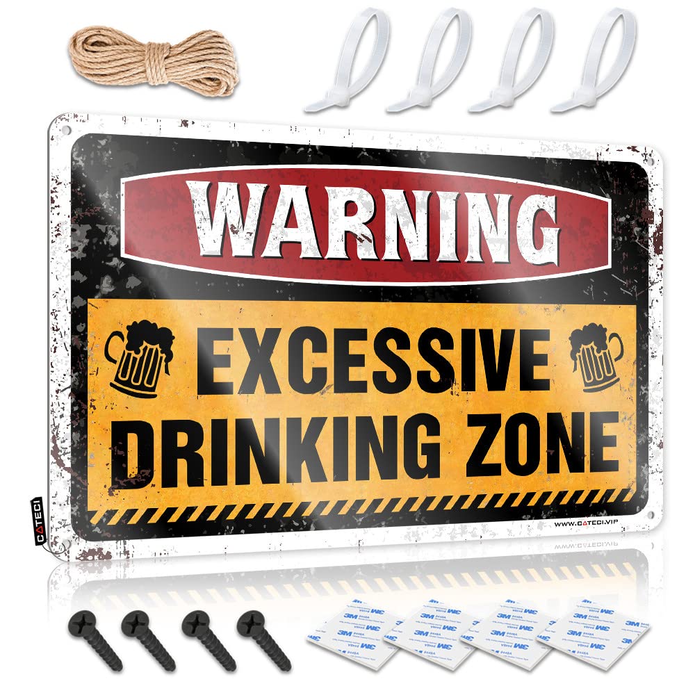 Fzfn Colour Indie Game Room Posters - Warning Excessive Dring Zone Custom Rustic Wall Hanging(30X40cm)