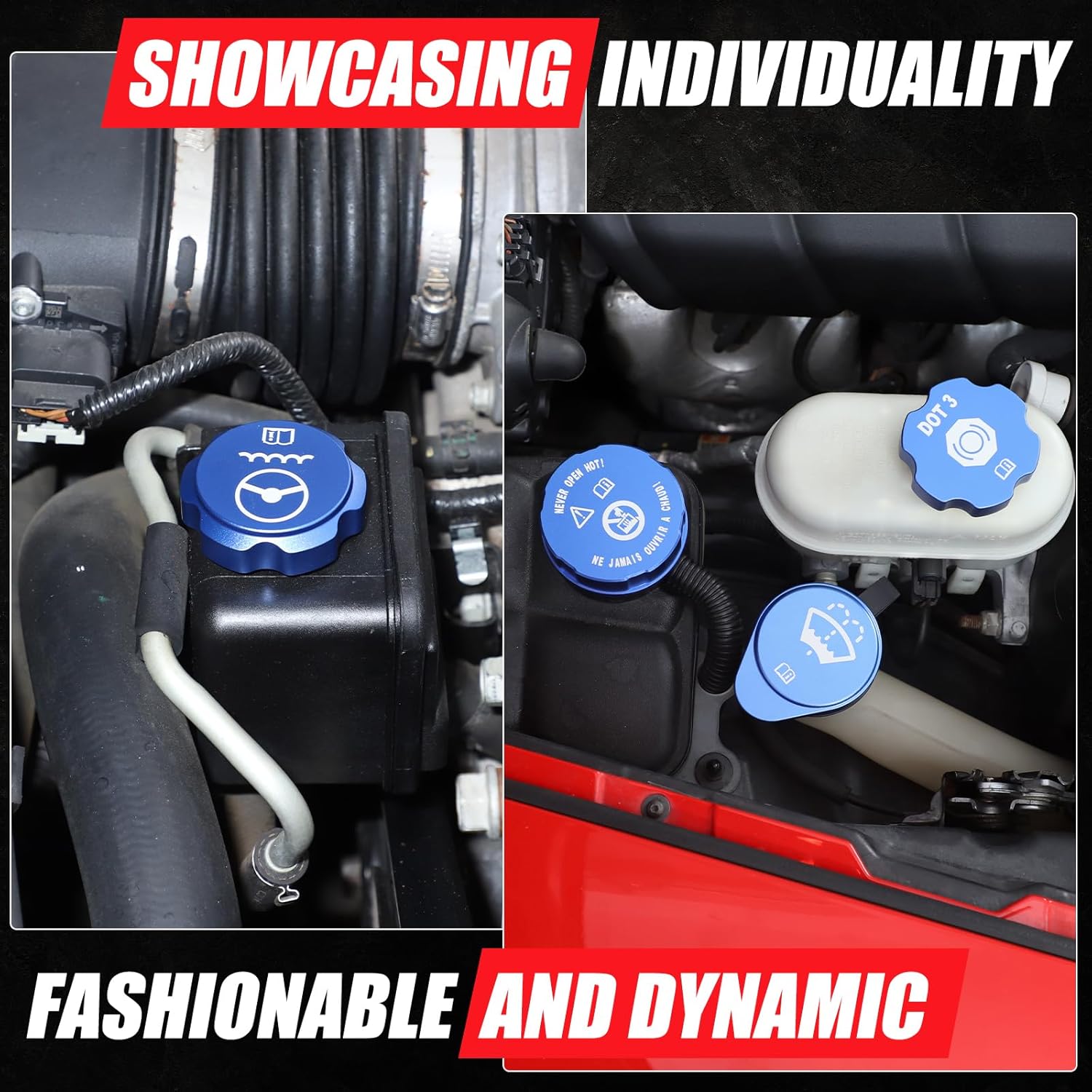 for Corvette C6 Engine Oil Cap Radiator Cap Washer Cap Brake Fluid Cap Cover Trim,Set 5 Aluminium Alloy Engine Cap Cover Protection Cover Trim Accessories for Corvette C6 2005-2013 (Blue)