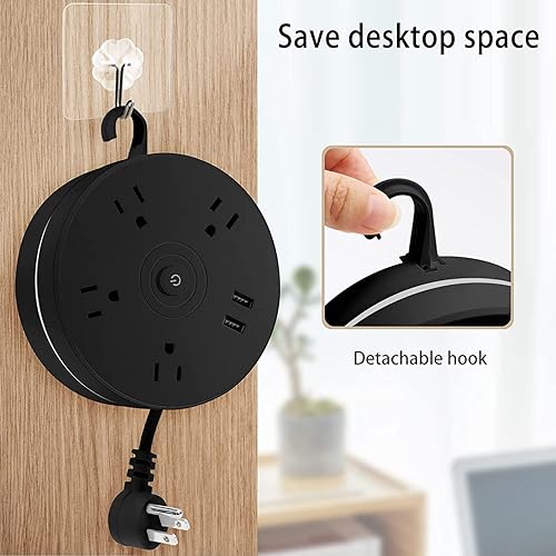 Miniatura 3 de Regleta de alimentación con USB cable de extensión de crucero con 4 tomas de corriente espaciadas anchas y 2 puertos USB estación de carga de