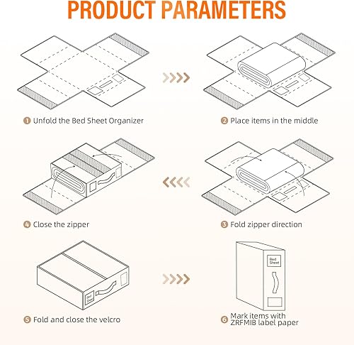Miniatura 7 de Organizador de sábanas, 2 unidades, organizadores de armario de lino y almacenamiento para sábanas planas (Queen o King), caja de almacenamiento
