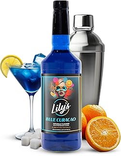 Lily’s Mixers Blue Curacao Syrup for Cocktails, Mocktails & Other Drinks – Our Large 32 oz bottle of Vibrant Drink Syrup Makes up to 64 Drinks & is Shelf Stable for up to 1 Year (Blue Curacao, 1 Pack)
