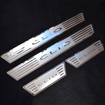 4pcs Car Door Sill Protector for Ren-ault CLIO IV CLIO 4 2015-2017 Car Threshold Scuff Plate Stainless Steel Stickers Styling Accessories,Silver
