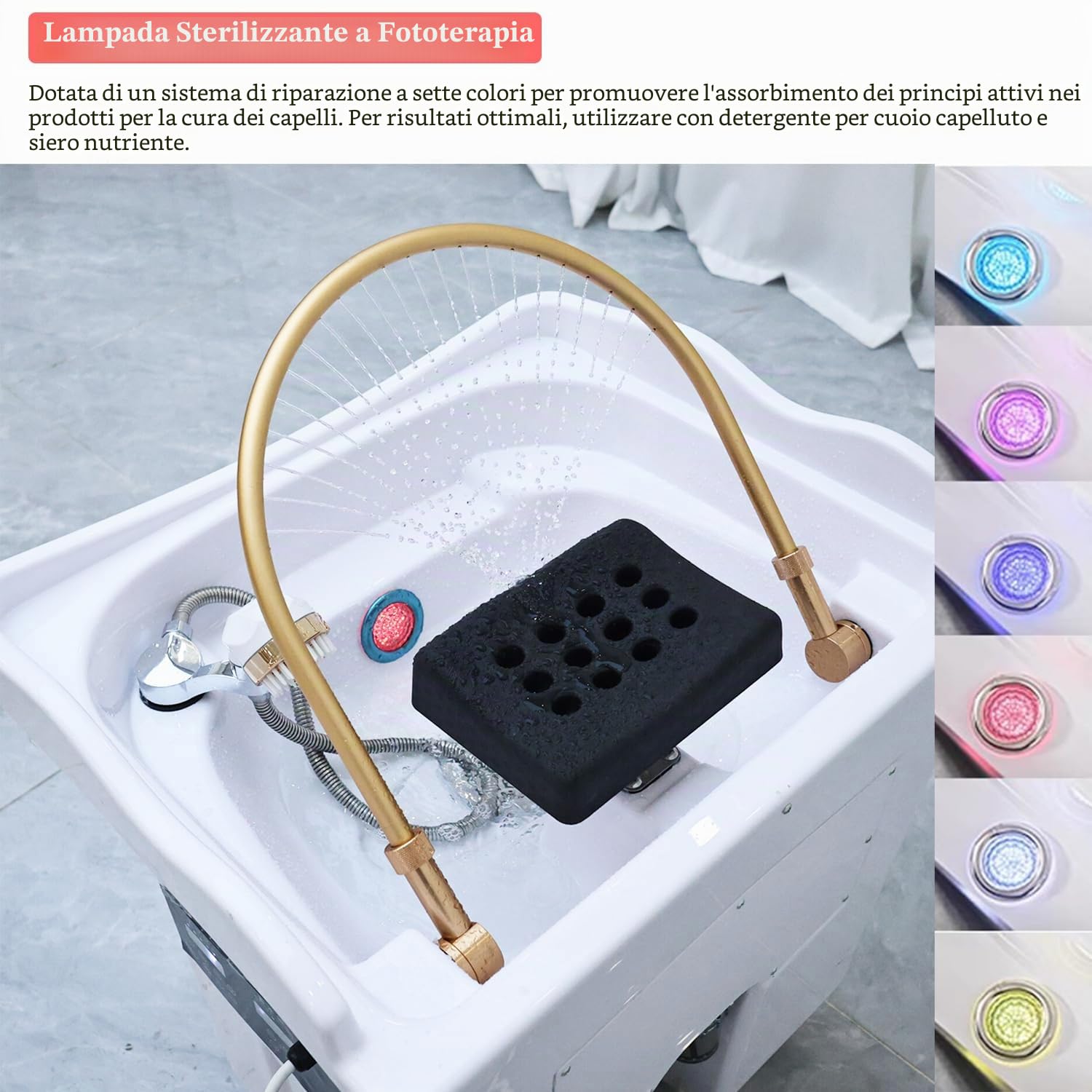 Lavatesta Portatile per Parrucchieri, Lavatesta per Disabili con Serbatoio 60L, Lavateste Portatili Casa, Dotato Inalatore Vapore e Copertura Vapore, Adatto Spa Saloni Parrucchiere, Bianco