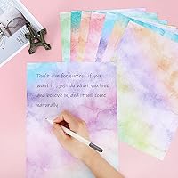 Vista 4 de Whaline 80 hojas de papel de papelería de color arcoíris de 8.5 x 11 pulgadas, estilo acuarela, papel estético, papel degradado pastel, papel