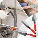 SHALL 3-Piece Set d'outils de maçonnerie, 6’’ Margin Trowel, 5.5’’ Pointage et 7’’ Troie de jaugeage avec poignée souple, outil de bricklaying pour béton, ciment, plâtre, projets de construction de carreaux