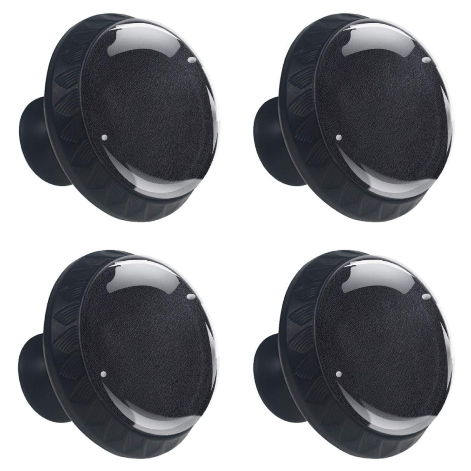 Bouton de meuble en verre noir et cuir lot de 4 pour relooker vos armoires de cuisine et buffet