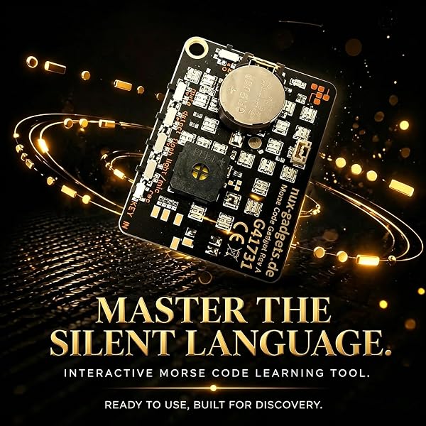 Morse Code Trainer Card Pro (LED Edition) – Interactive LED Morse Code Learning Tool, Professional PCB Style, Multi-Mode Trainer with Immediate Feedback and Practice Features (1pc) - 2