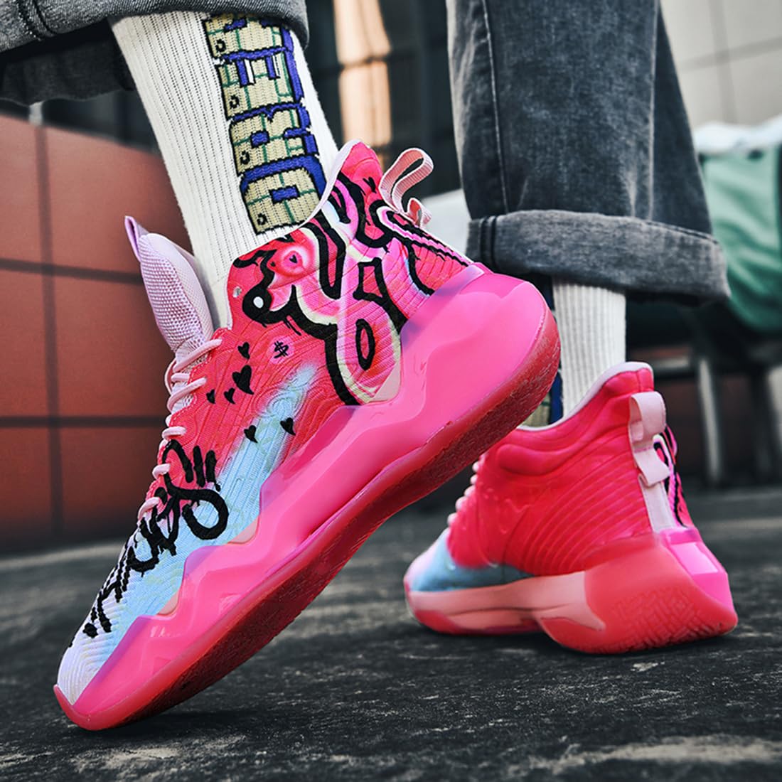 Męskie buty do koszykówki, buty sportowe, amortyzujące wstrząsy, oddychające, do koszykówki, męskie, lekkie buty sportowe, do biegania, antypoślizgowe, sportowe sneakersy, bsk f39, 45 EU