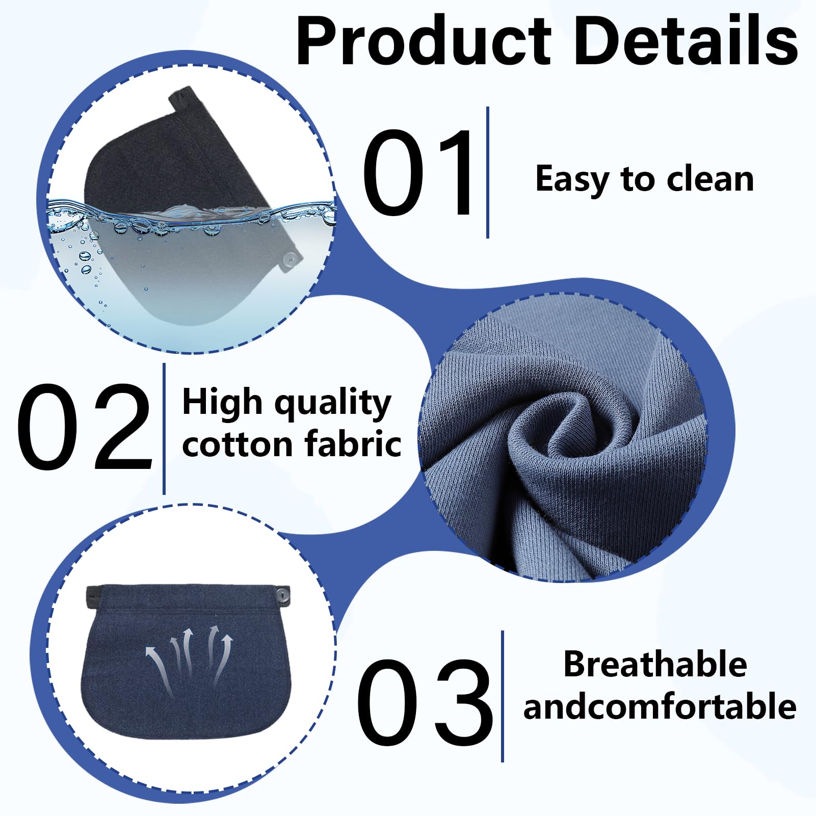 Extension Pantalon Grossesse, 3 Pièces Elargisseur Pantalon Grossesse, Extenseur de Jean de Ceinture D'Extension Réglable Confort Boucle élastique Taille Extender (Bleu Foncé, Noir, Gris) - 3