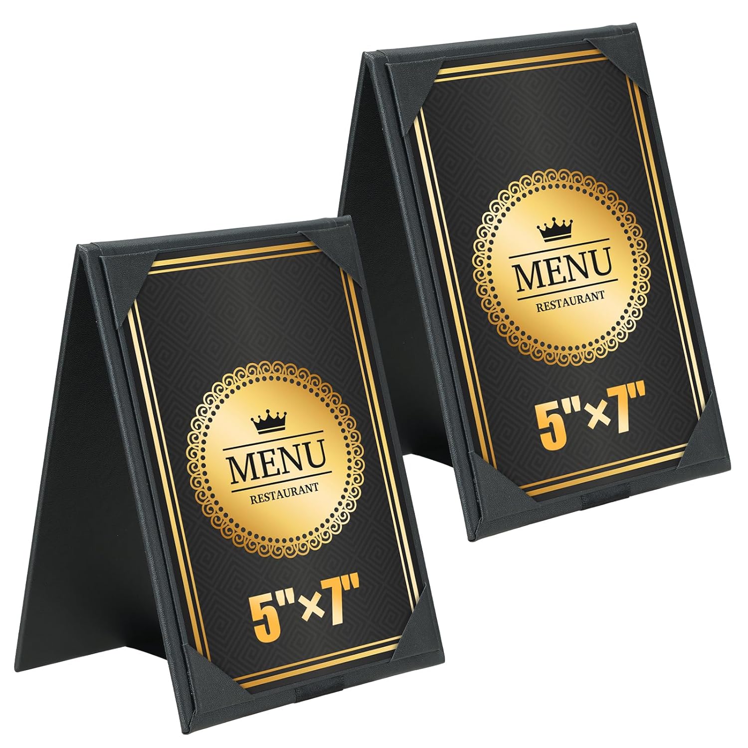 PU Leatherette Table Tents, 5"x 7" Double-Sided Menu Holder, A-Frame Table Tents Menu Cover, 2 Side Drink Dessert Menu Folders for Restaurant, Bar, Cafe, Wedding, Foldable (15 Pack, 5" x 7")