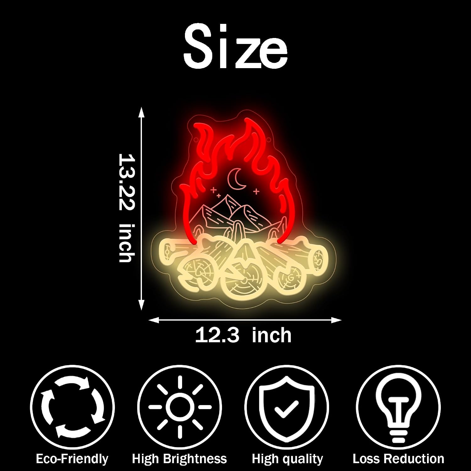 Campfire Neon Sign for Bedroom, Bonfire Vibes Room Sign, LED Fake Campfire Light for Camping Decorations, Camping Birthday Party Decorations, Campfire Gifts for Kids & Adults, Bonfire Party Supplies