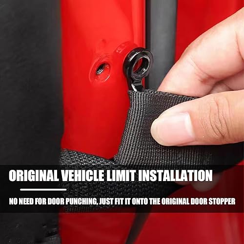 Miniatura 4 de UGSHY 2 tiras de control limitadoras de puerta de automóvil, 9.17 x 1.5 pulgadas, limitador de puerta de nailon ajustable resistente, carga doble