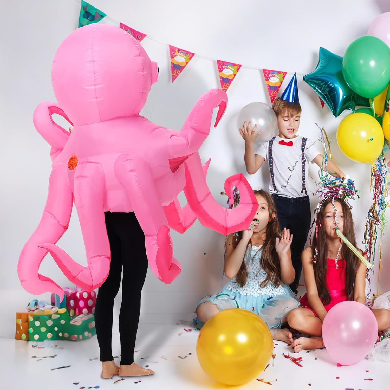 Spinosaurus Inflatable Octopus Costume for Adult Inflatable Halloween Costumes Funny Blow Up Sea Animal Costumes for Men Women