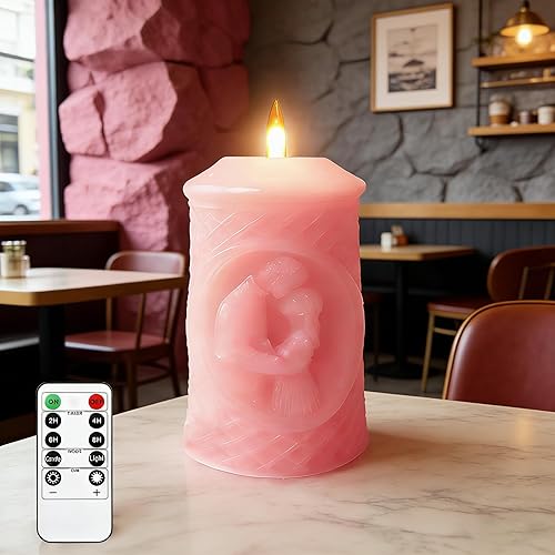Valentine's Day Pink Real Wax Flameless LED Candle – Remote