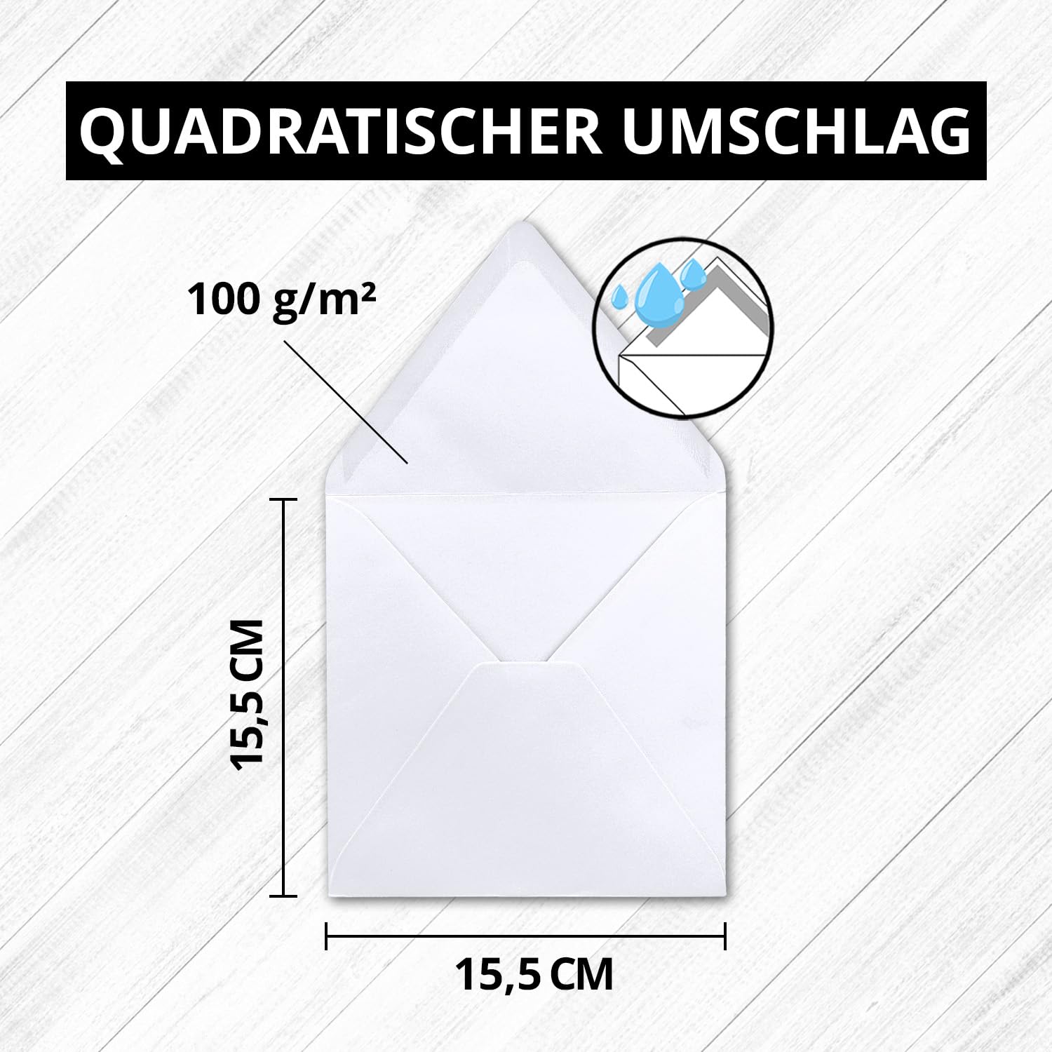 FarbenFroh by GUSTAV NEUSER - 100x Quadratisches Falt-Karten-Set - 15 x 15 cm - Hochweiß - Nassklebung - für Grußkarten, Einladungen & mehr