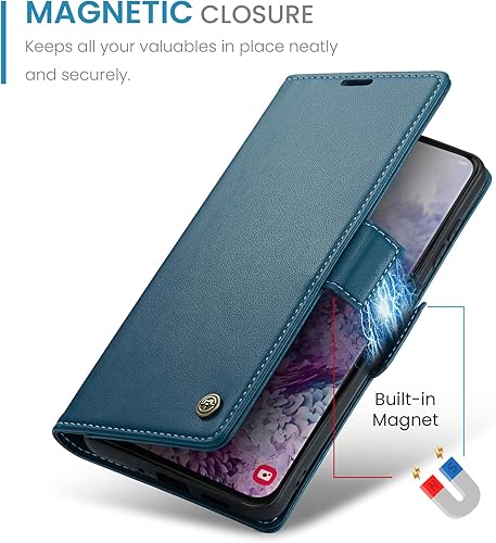 Miniatura 5 de QLTYPRI Funda tipo cartera para Samsung Galaxy S20 FE, funda magnética de piel sintética de alta calidad con bloqueo RFID, ranuras para tarjetas de