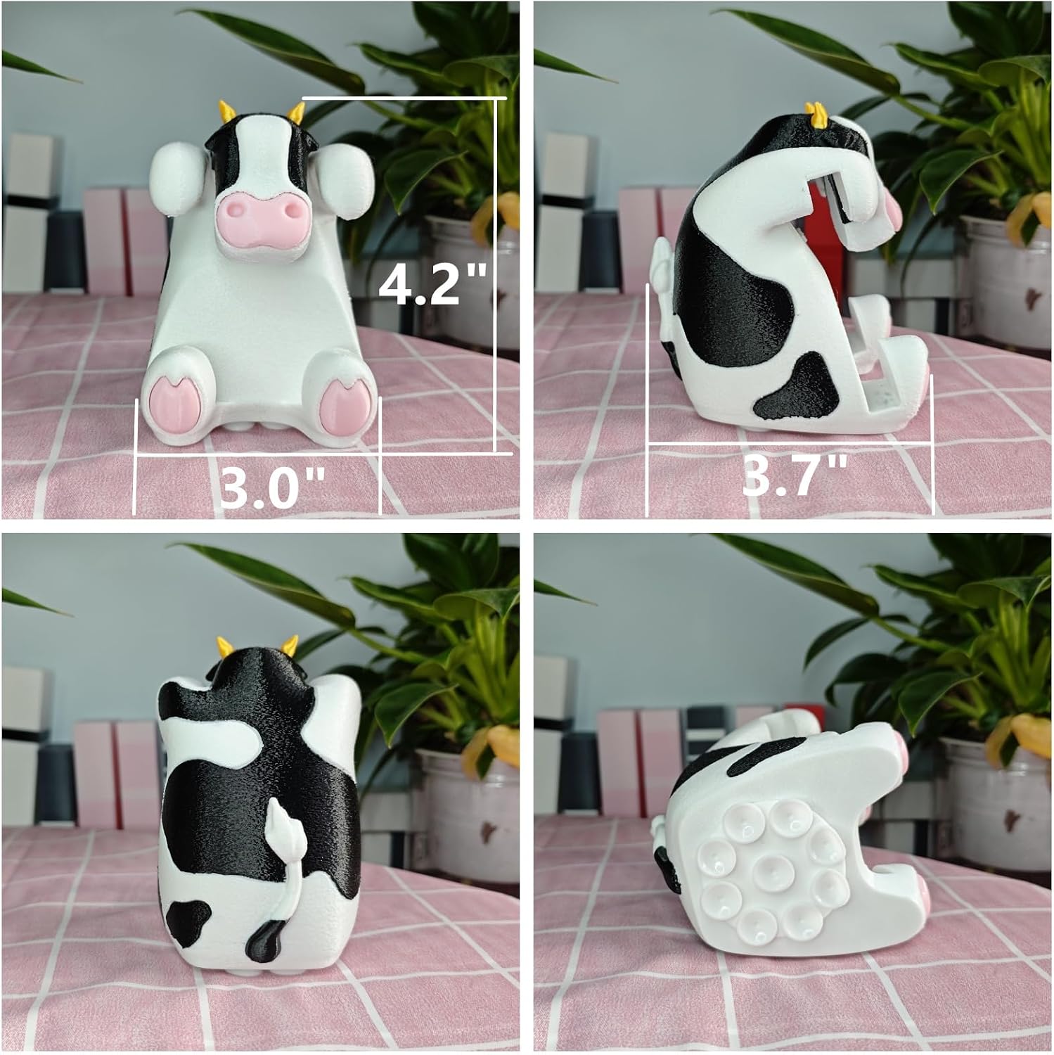 Cow Sticky Note Holder Pop-up Note Dispenser with Pen Holder for Desk Home Office Accessories, 3x3 In, Black, C18
