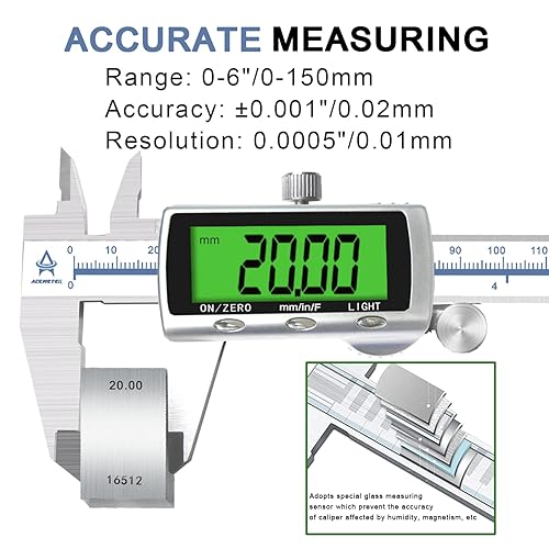 Miniatura 2 de Herramienta de medición electrónica de calibrador digital, pinza de medición digital Vernier en pulgadas/milímetro/fracción para joyería-Calibre