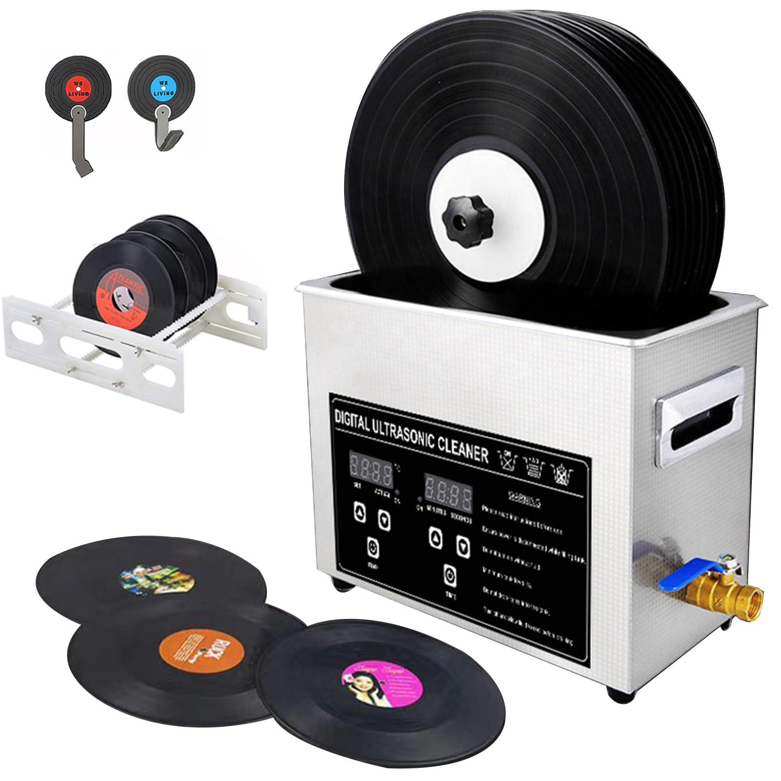 Limpiador Ultrasónico de Discos con Depósito Grande 6L Rejilla Giratoria de 360° y Ciclo de Limpieza Profunda de 30 Minutos Que Reduce el Ruido Superficial