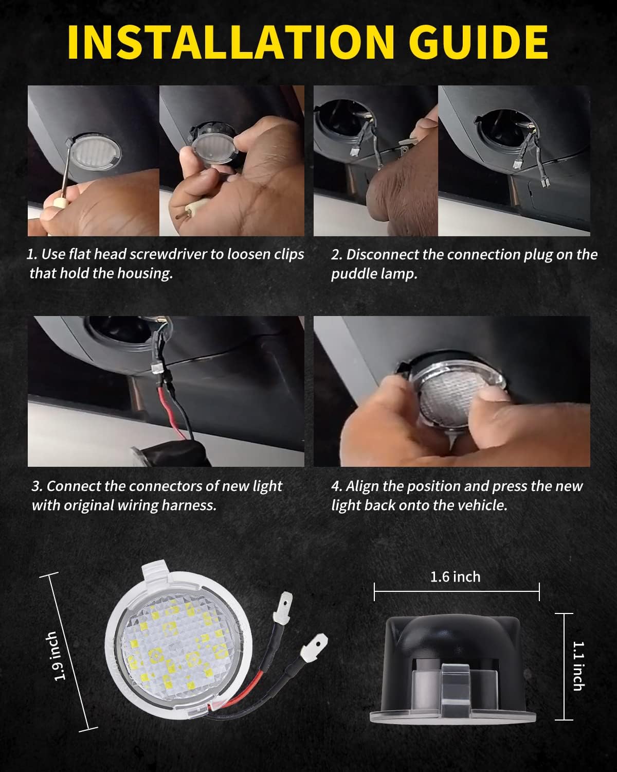 LED Side Mirror Puddle Lights Compatible with Ford F150 Explorer Edge Expedition Flex Taurus X Mirror Signal Lamp Indicator Replacement Accessories, Pack of 2