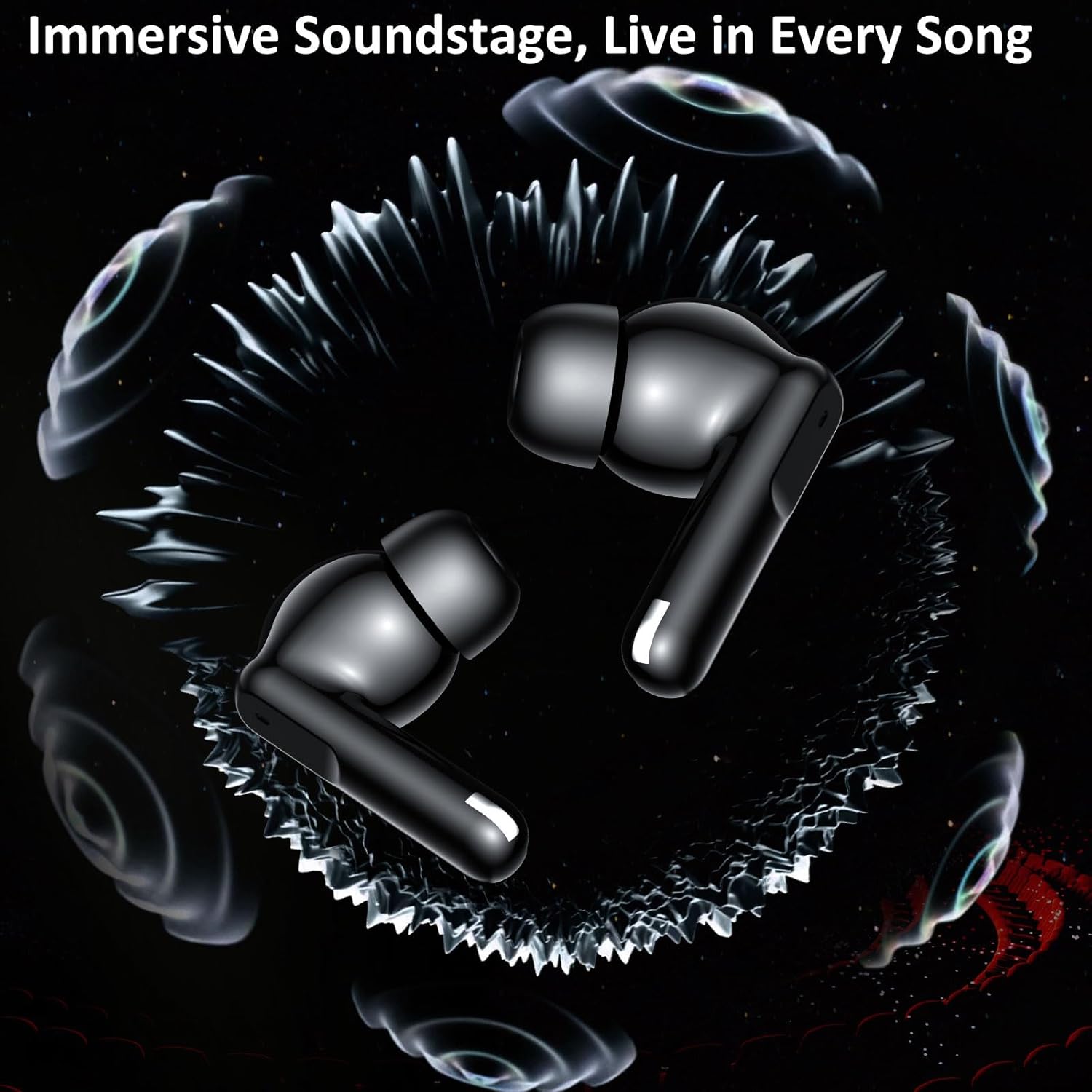 Wireless Earbuds Bluetooth 5.4, 6 Mic ENC Noise Cancelling Clear Call, in Ear Buds Deep Bass HiFi Stereo Sound, Big Dual LED Display 48H Playtime Earphones IPX7 Waterproof Headphones Android iOS Black - Image 8